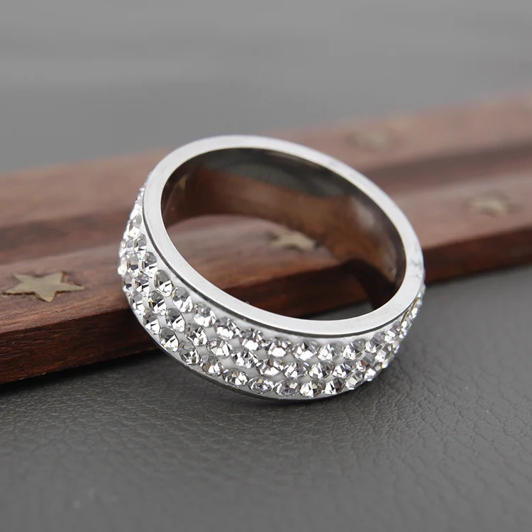 

Jewelry Gift High Quality Stainless Steel Inlaid Diamond Full Diamond Titanium Steel Fashion Ring for Women
