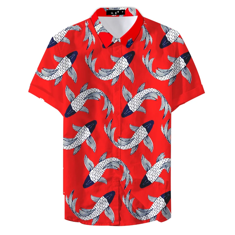 Streetwear Hawaiian Fashion Slim Button Collar Men's 5xl Casual Shirt