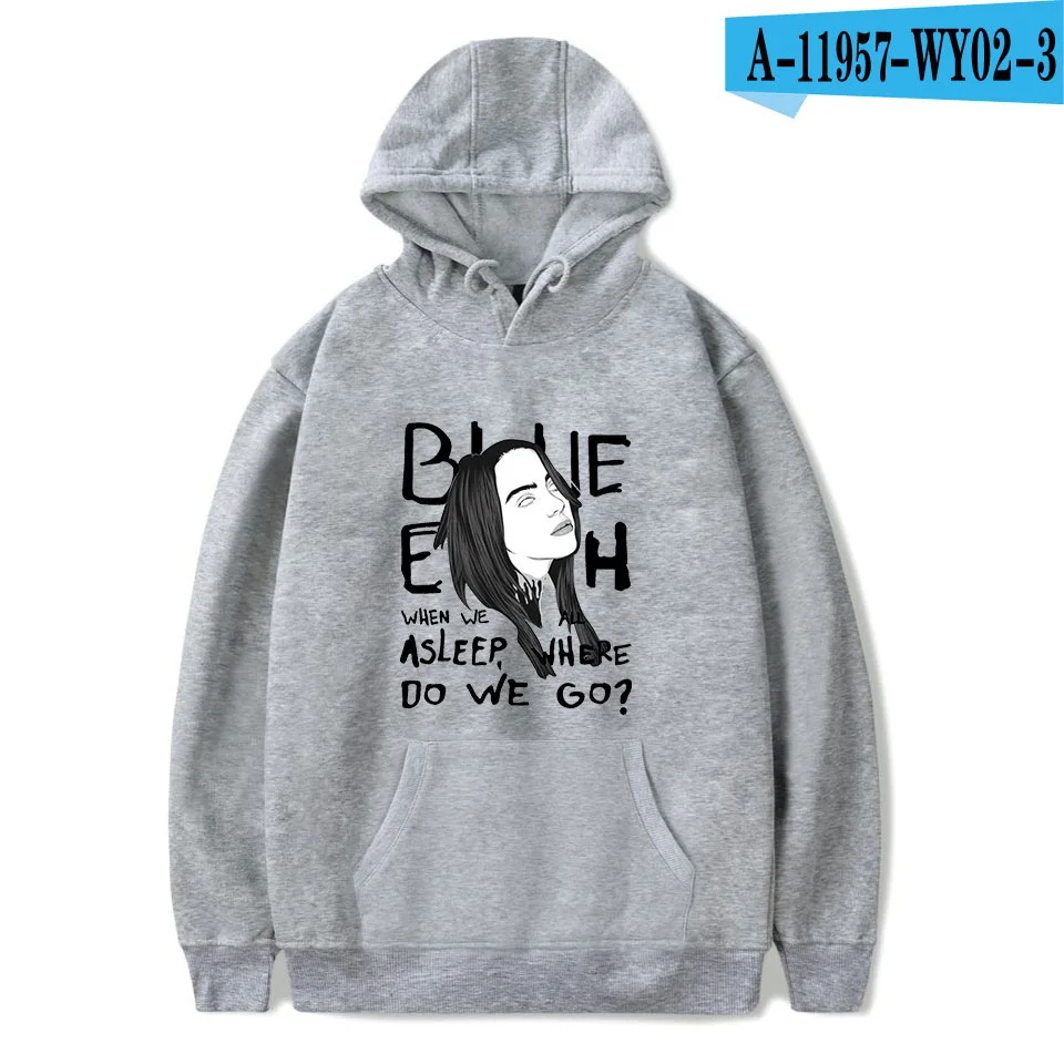Худи Billie Eilish, забавная Толстовка KPOP, пуловер с капюшоном для женщин и мужчин, худи большого размера, уличная толстовка, одежда в стиле хип-хоп - Цвет: 003
