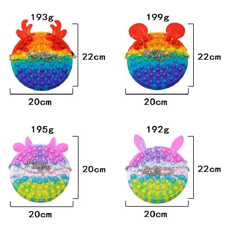 

New Cute Pops Fidget Reliver Stress Toy Rainbow Push Bubble Simpl Dimmer Antistress Toy Children Sensory Game Toy Backpack