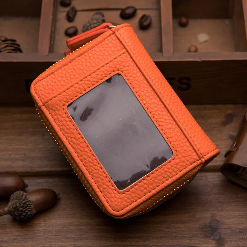 

New PU Passport ID Card Holder Short Size Organ Zipper Leather Men's Wallet Neutral Travel Business 9 Slot Card Case Purse