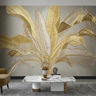 Пользовательские фото обои настенная живопись 3D Золотой тисненый банановый лист роспись роскошные обои для кабинета гостиной спальни домашний декор