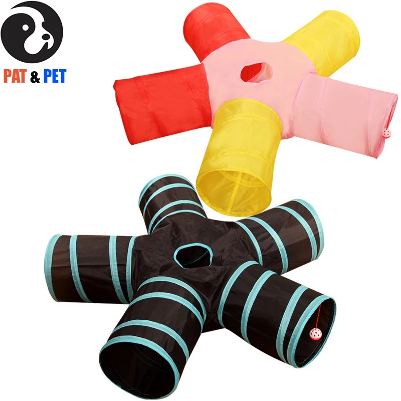

5 Way Collapsible Cat Tunnel Tube Kitty Tunnel Bored Cat Pet Toys Peek Hole Toy Ball Cat , Puppy , Kitty , Kitten , Rabbit