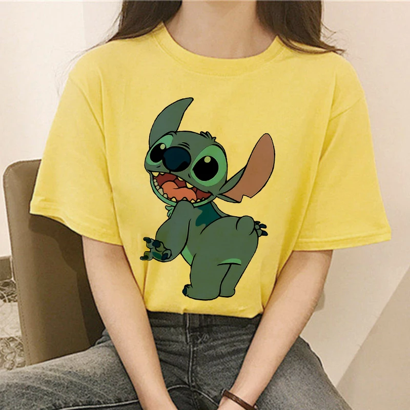 

Disney Lilo & Stitch T-Shirt Women Graphic Funny Cartoon Anime Top Tee Female Round Neck Short Sleeve Cute Printing Casual Y2K