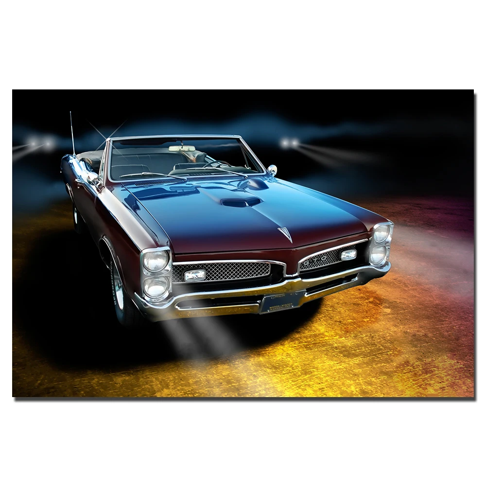 1967 Pontiac GTO плакат с суперкаром Картина на холсте рамкой для домашнего декора