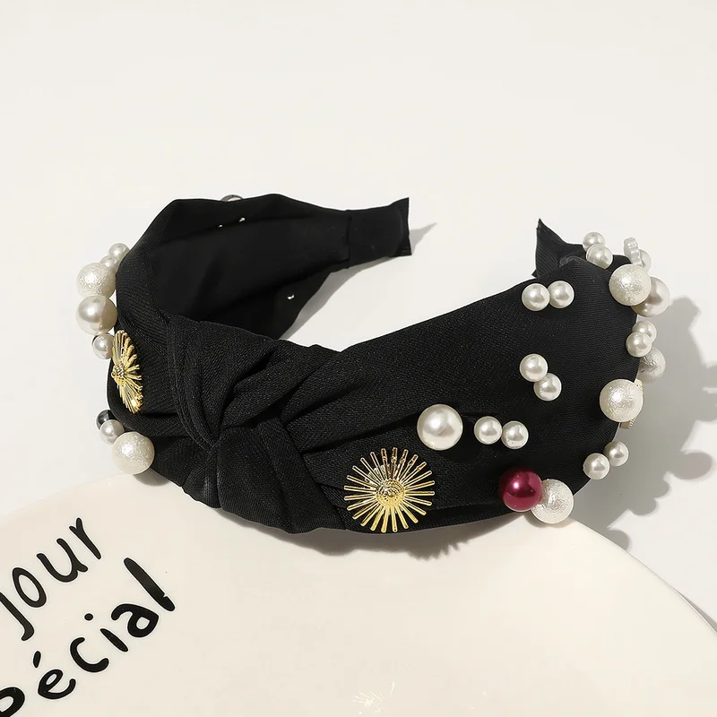 

Crystals Fabric Knotted Retro Simple Hair Accessories Female Rhinestone Headbands for Women Vintage Bows for Girls New