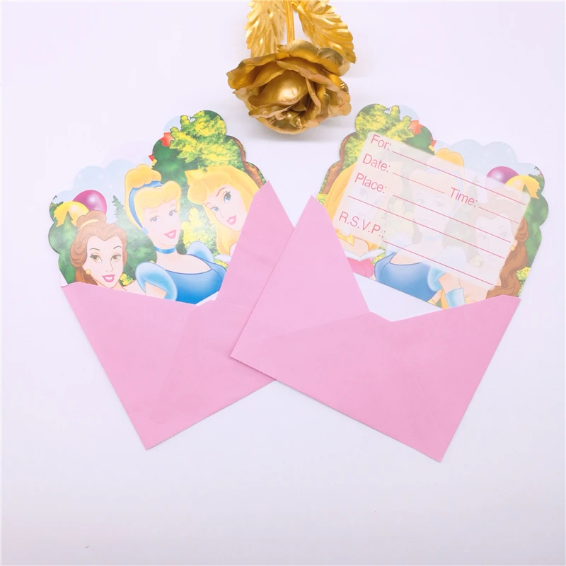 6 шт. пригласительные открытки принцессы на день рождения|Производители шума| |