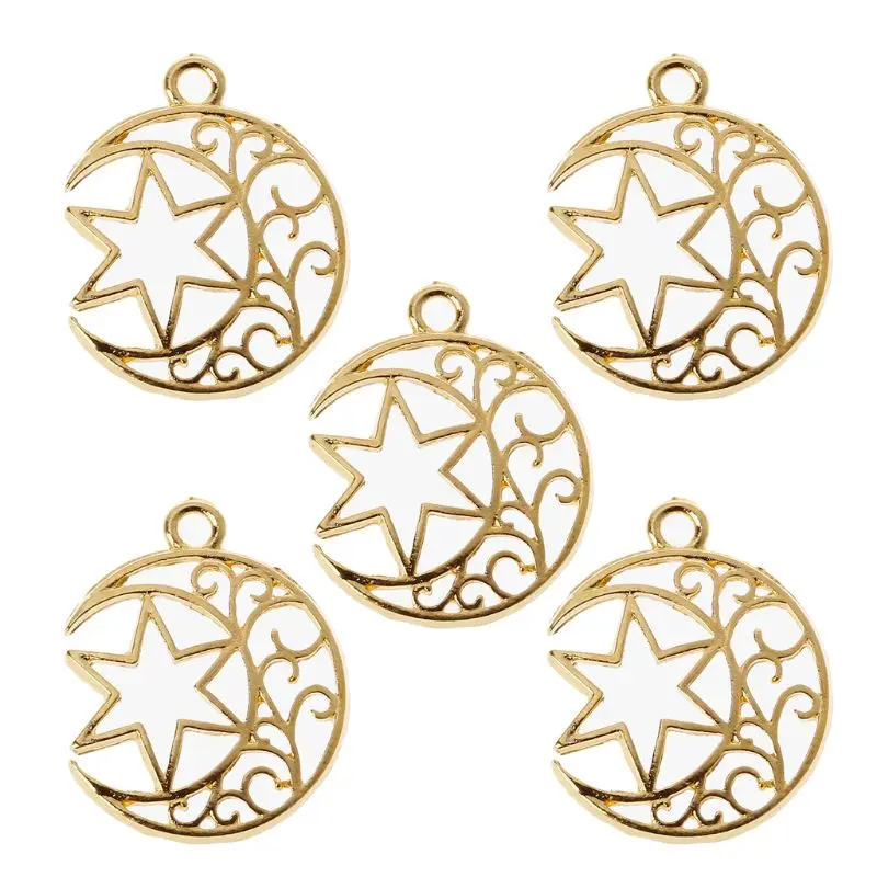 

5Pcs Moon Star Blank Resin Frame Pendant Open Bezel Setting Jewelry Making HX6F