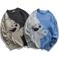 hip hop harajuku oversized sweater winter new japanese cartoon bear loose casual pullover knitted vintage sweater streetwear