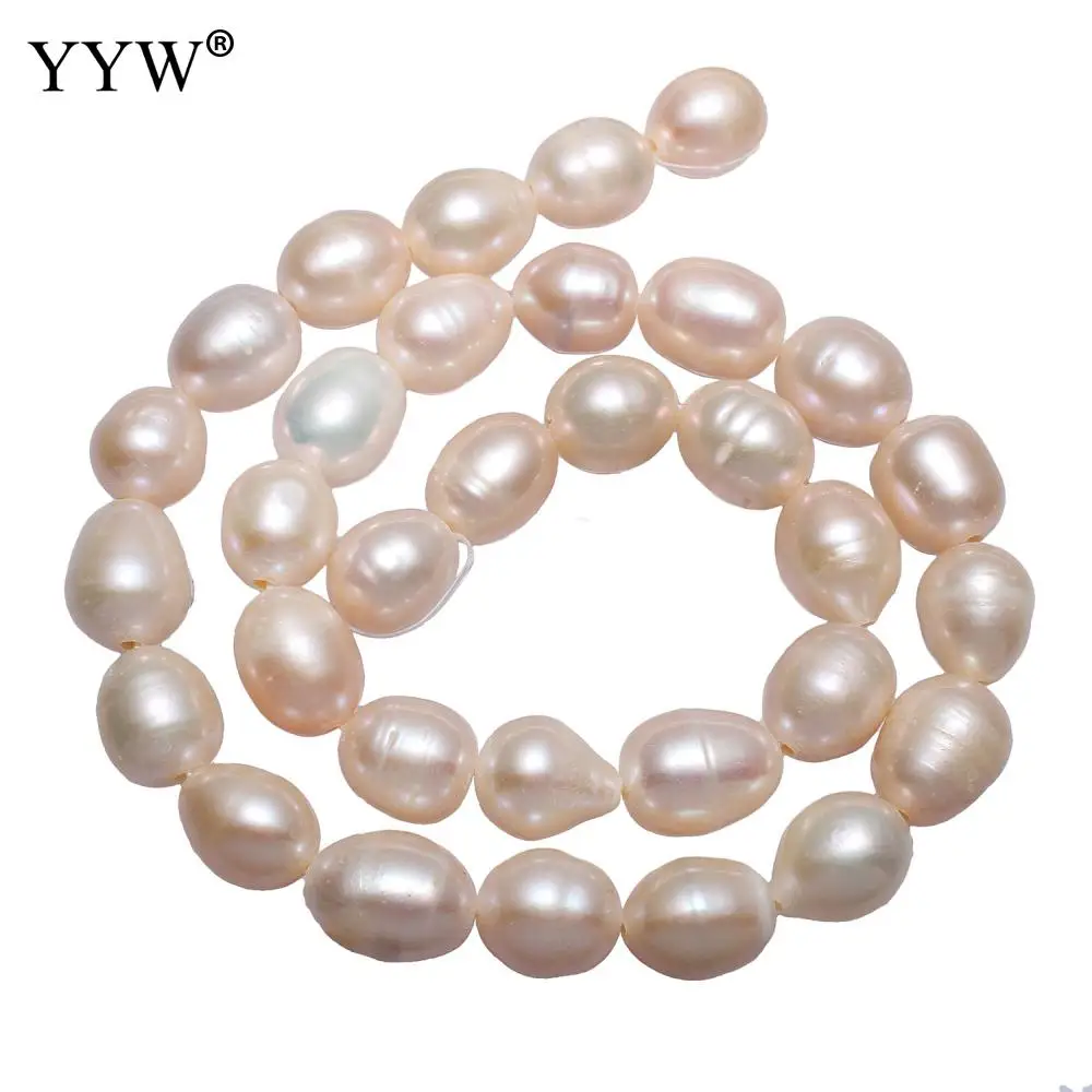 Pink 10-11mm Cultured Potato Freshwater Pearl Beads Loose Pearls Jewelry Findings Bead For Making Necklace Bracelet 1.5mm 15inch