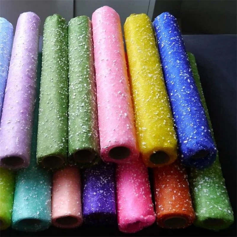

ZLJQ 52cmx3.5m Snowflake Tulle Roll Wedding Birthday Decoration Flowers Bouquets Wrapping Organza Decorative Crafts Supplies