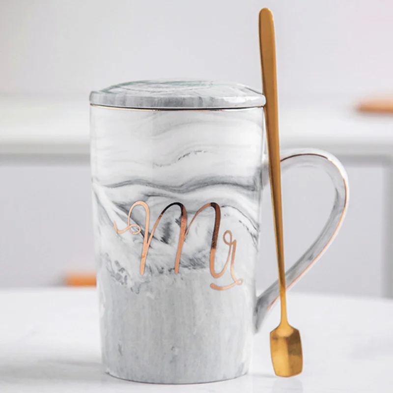

Luxury Flamingo Ceramic Marble Coffee Mugs Milk and Tea Porcelain Cup Packed With Gift Box for Lover Wedding Couples