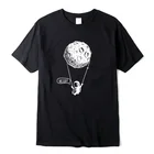 Мужская футболка из 100% хлопка, с коротким рукавом и принтом в виде Луны, Повседневная летняя свободная футболка с круглым вырезом