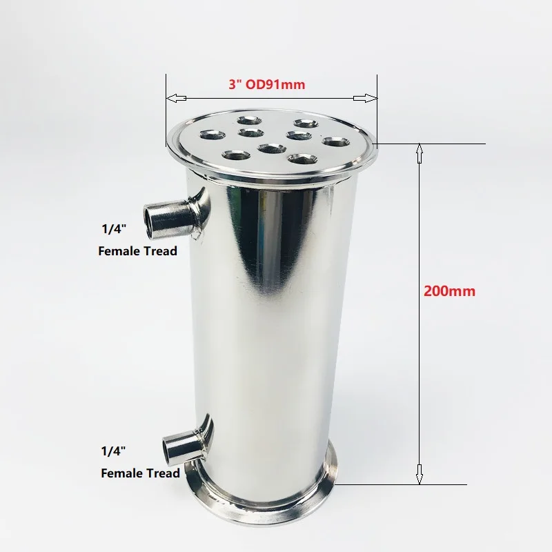 3&quot 76mm(OD91mm) Dephlegmator Reflux Distiller Condenser. Length 200mm With 1/4&quot Female Tread Sanitary Steel 304 - купить по