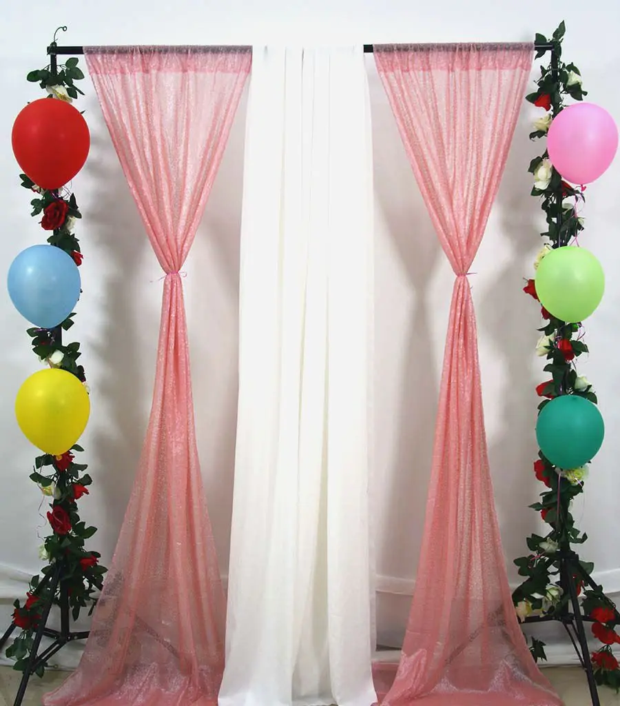 Sequin Backdrop 2FTx10FT Pink Curtain Backdrops Photo Booth Glitter Party Background Decorations-M1030 |