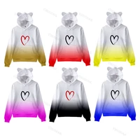 gradient color heart shape 3d print hoodie female sweatshirts childrens cat ears hooded boys girls spring fall beautiful hoody