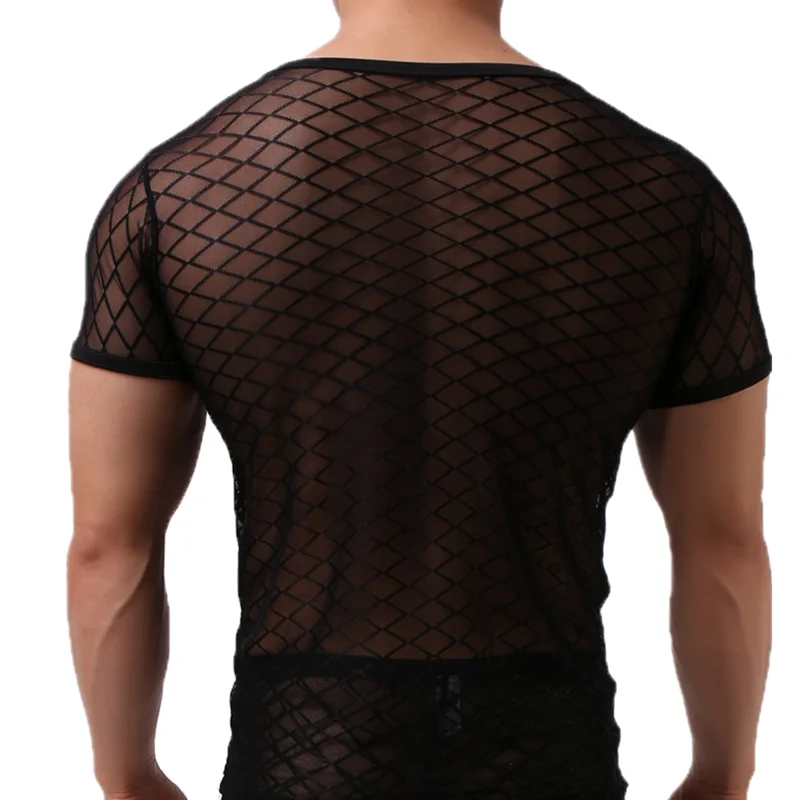 Сексуальные мужские топы нижнее белье сетчатые прозрачные майки с коротким