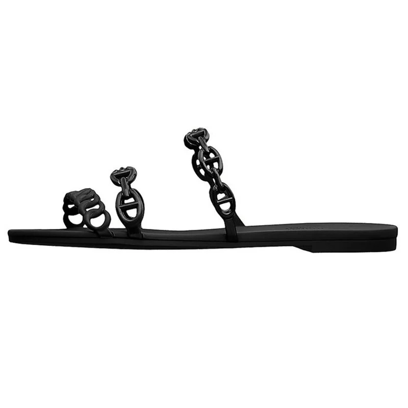 

Akexiya Summer New Outer Wear Open Toe Female Slippers Chain Flat Plastic Jelly Holiday Sea Beach Slippers Women Shoes Casual