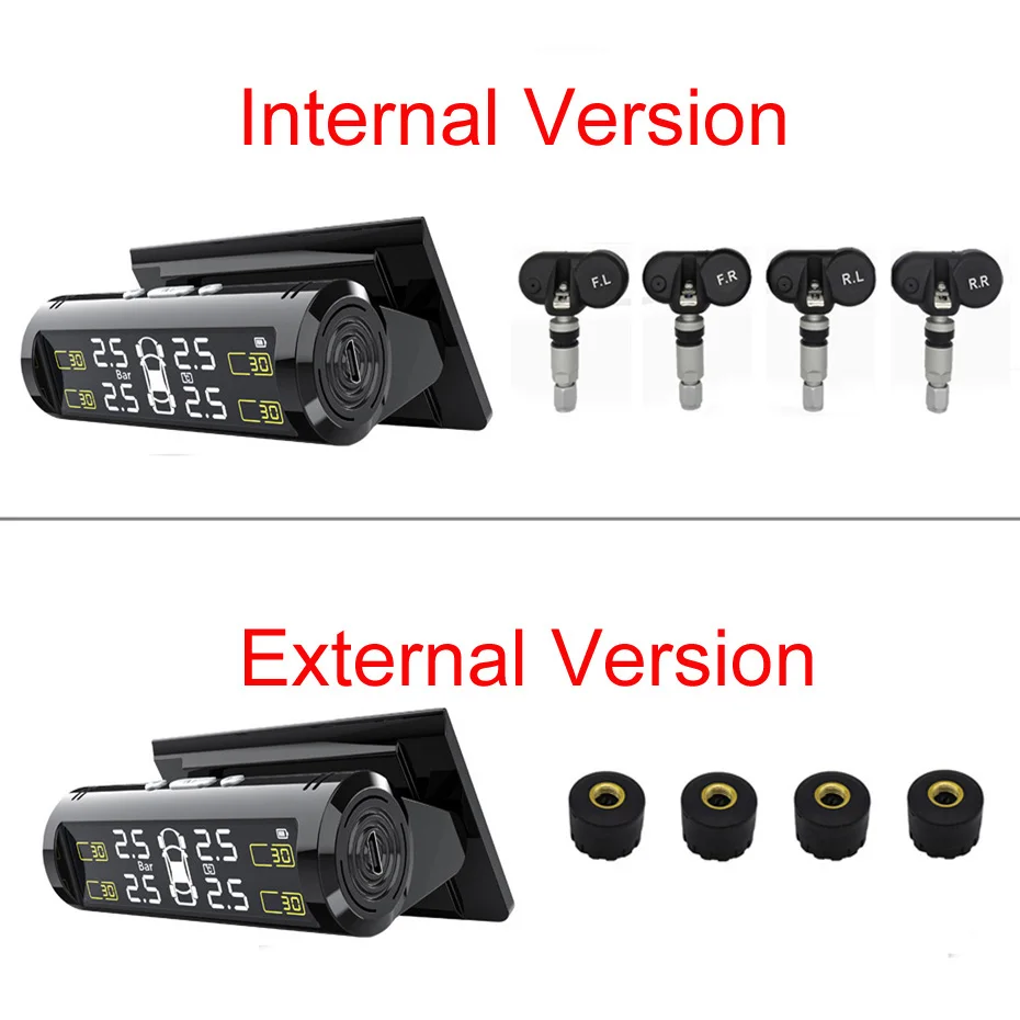 Солнечная TPMS автомобильная система контроля давления в шинах Предупреждение о