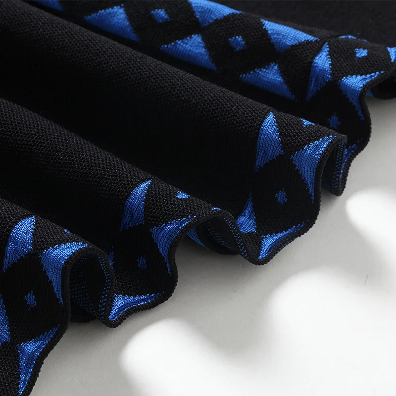 

Dress 2021 Knitted Spring Autumn Women Color Block Knit Wrist Sleeve A-Line Vintage Retro Sweater Dress Robe Femme Knitwear