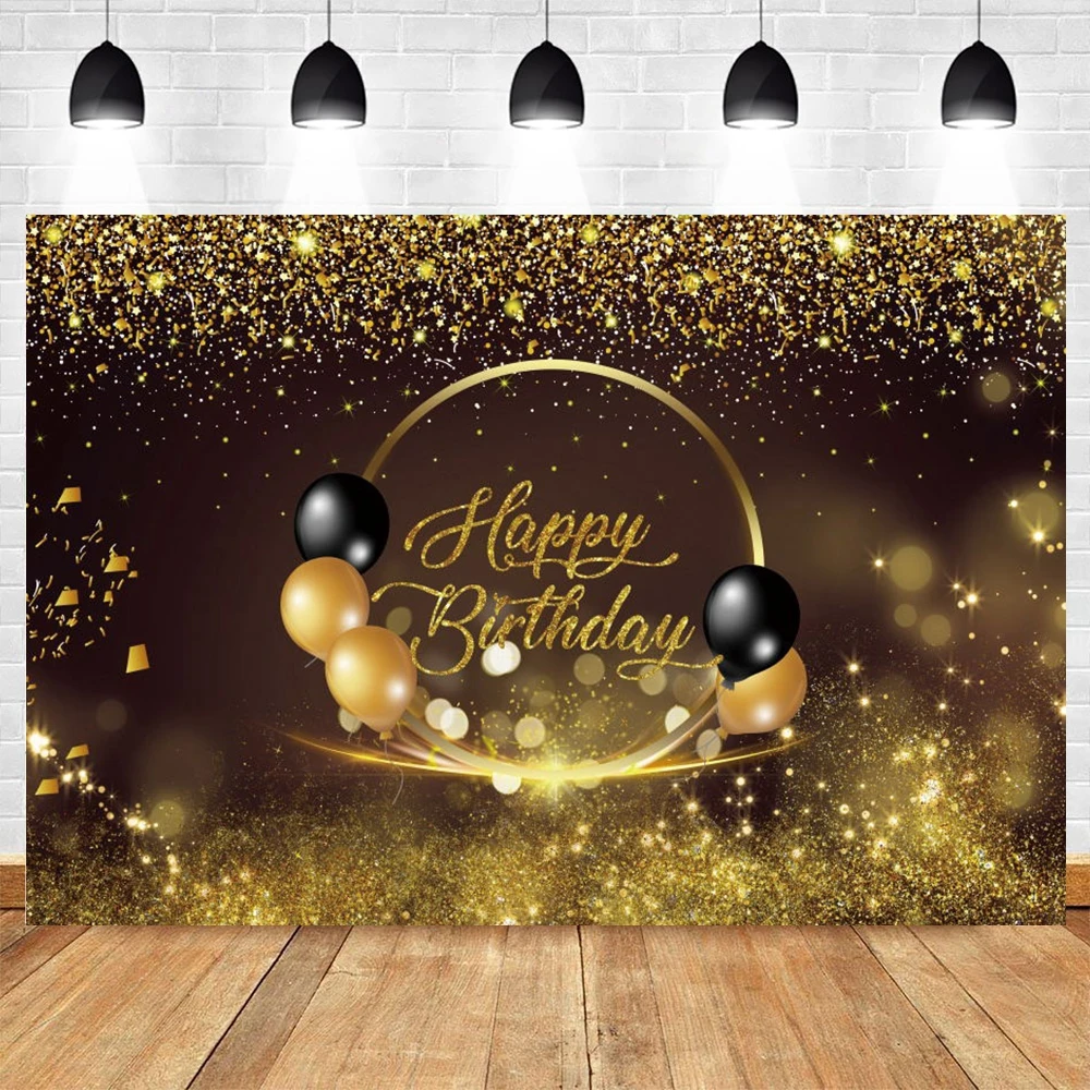 

Birthday Party Customize Balloons Gold Stars Glitters Photography Backdrops Photographic Decoration Background For Photo Studio