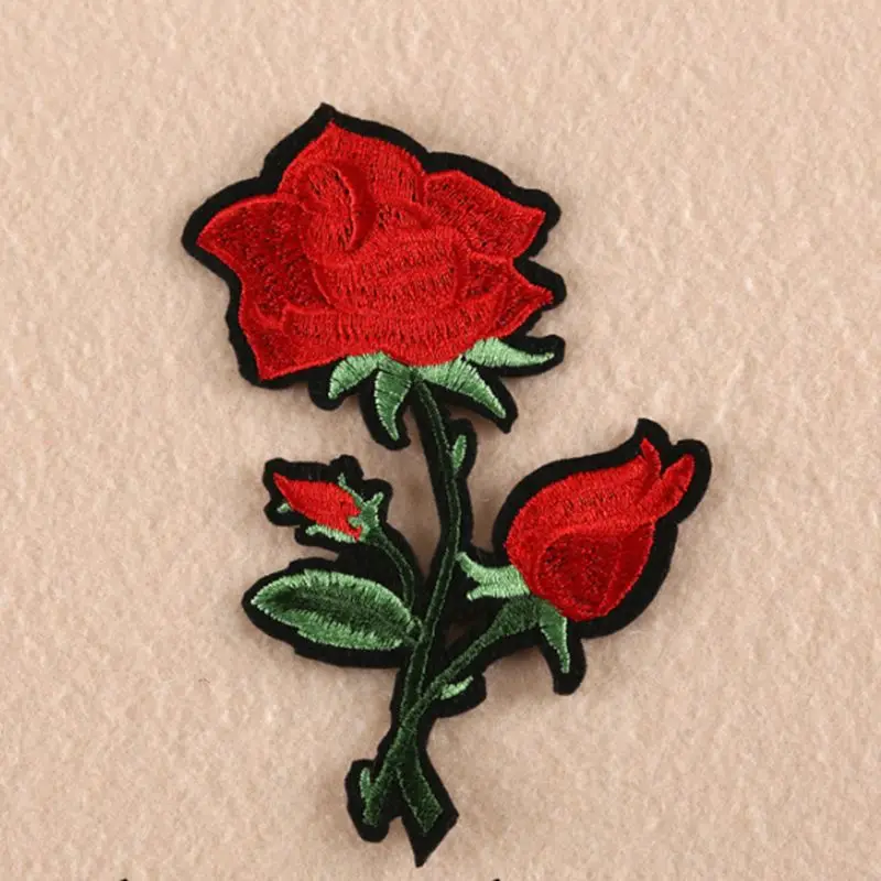 Новое поступление Роза красная роза вышитая нашивка-аппликация железа