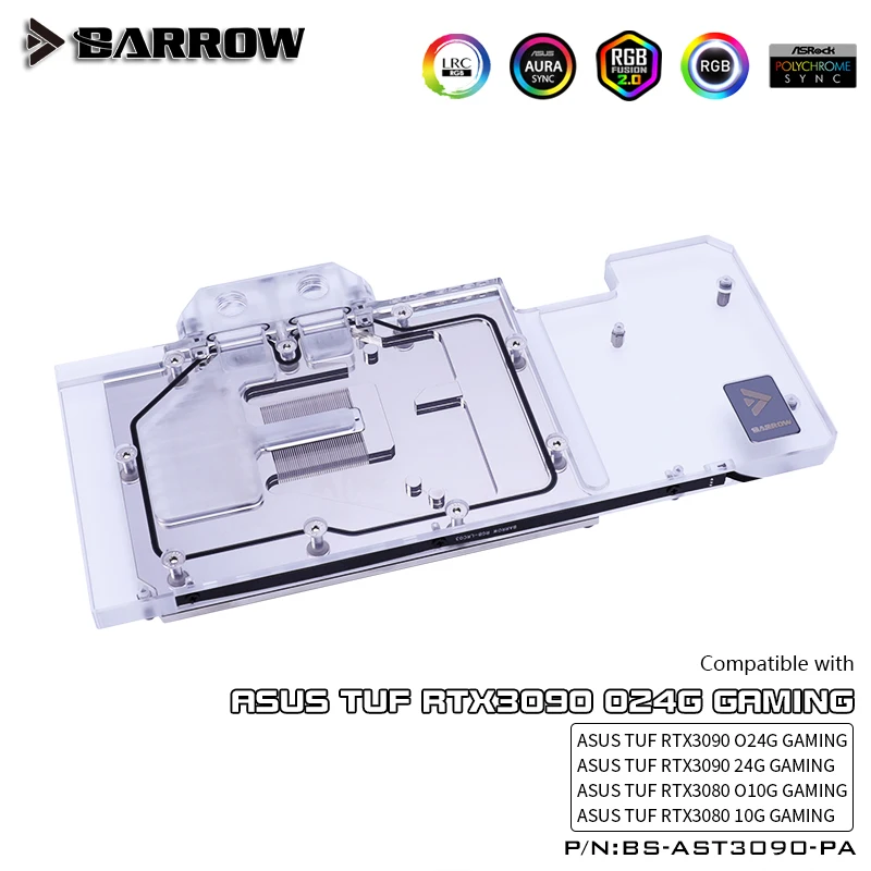 Barrow VGA водяной блок с полным покрытием для ASUS TUF RTX 3080/ 3090 Aurora LRC 2 0 5V 3Pin BS AST3090