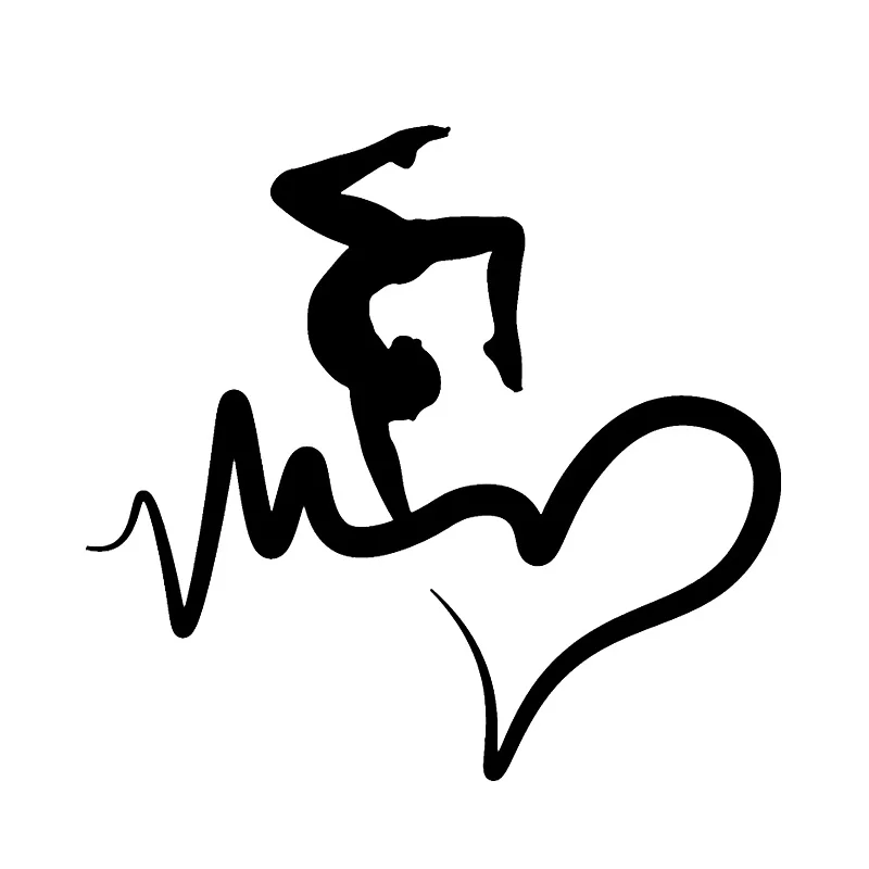 

14.3*13.4CM Gymnast Girl Heartbeat Car Stickers Vinyl stickers Interesting Motorcycle SUVs Bumper Window jdm sports car stylings