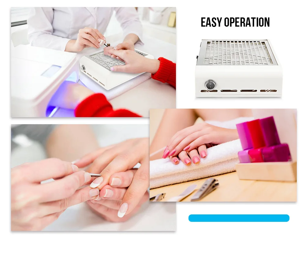 

40W Single Fan Nail Crumbs Cleaner Nails Beauty Tool Desk Dusk