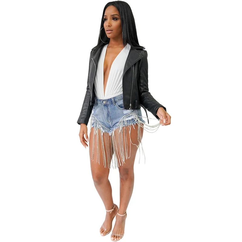 Женское пальто из искусственной кожи на молнии с отложным воротником и длинным