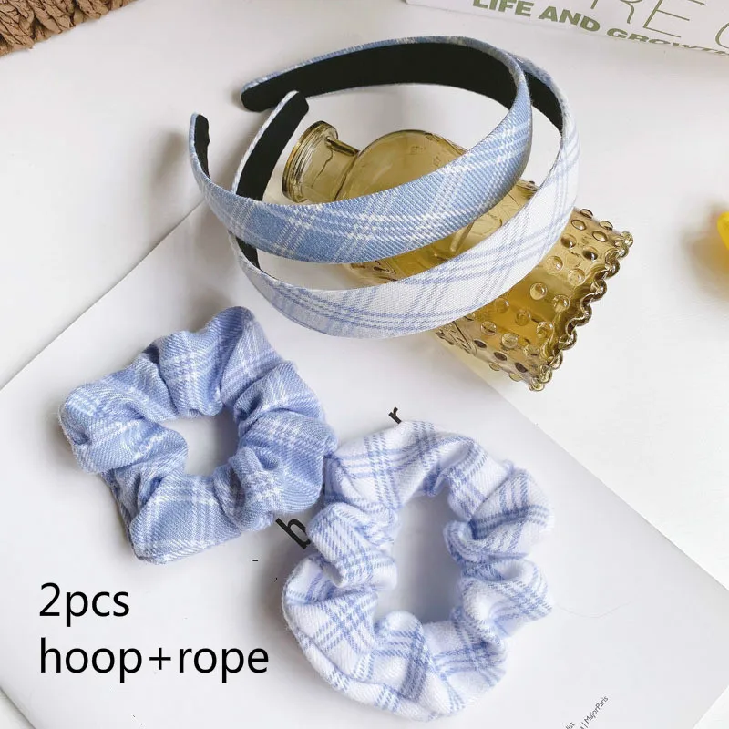 Ободок для волос детский в винтажном стиле с бантом голубой и белый цвет 2 шт. |