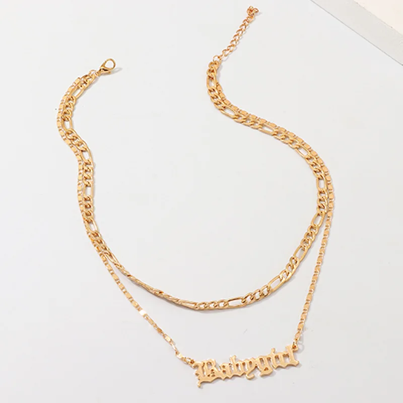 Модное ожерелье с кулоном в виде старых английских шрифтов Двухслойное Babygirl