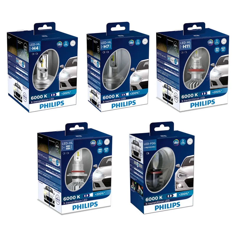Philips 12 V H4 H7 H11 HB3 HB4 H1R2 9005 9006 9012 6000 K+ 200% более яркие фары H8 H11 H16 противотуманная фара