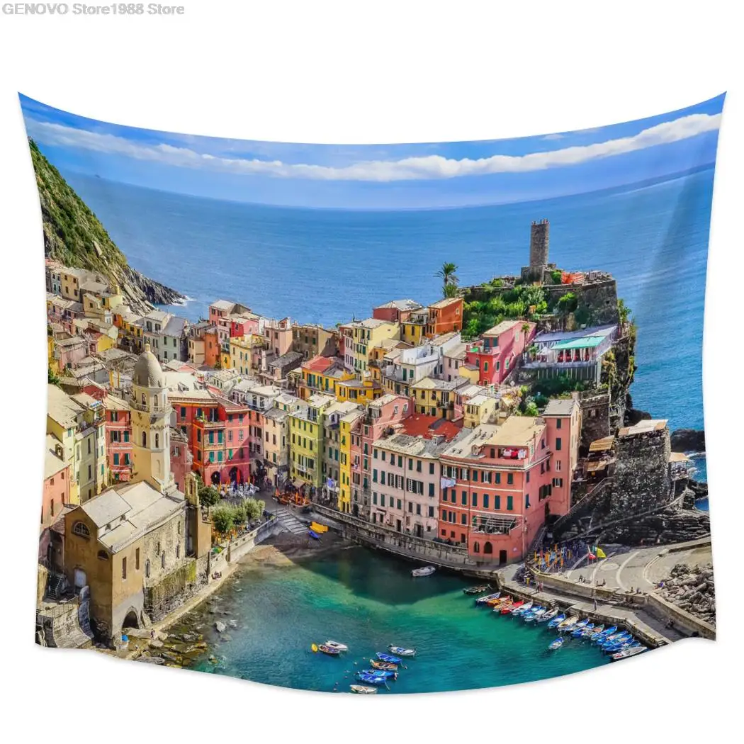 

Italien Cinque Terre Ozean Wandteppich Abdeckung Strand Handtuch Picknick Yoga Matte Hause Dekoration