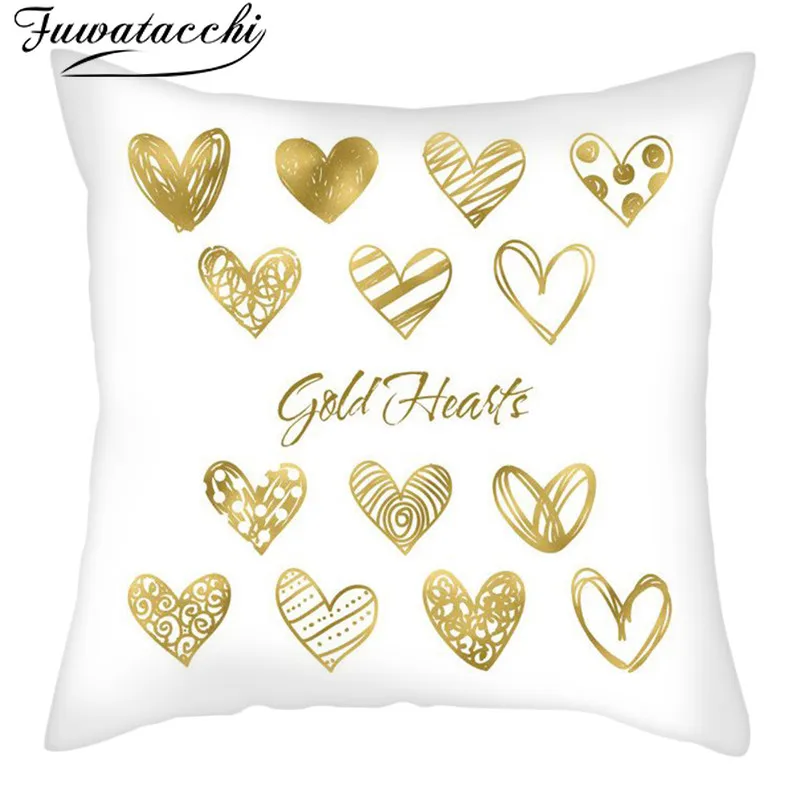 Чехол на подушку в форме сердца Fuwatacchi розовый и красный узор наволочки для