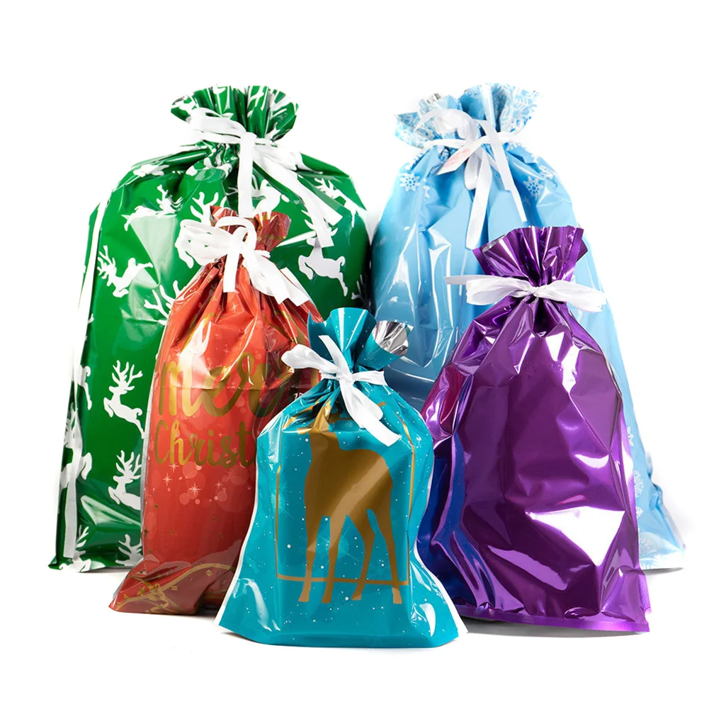 

2022 15/10pcs One-Tug Bags Christmas Drawstring Gift Bag Set Large Capacity Drawstring Christmas Gift Bags @LS
