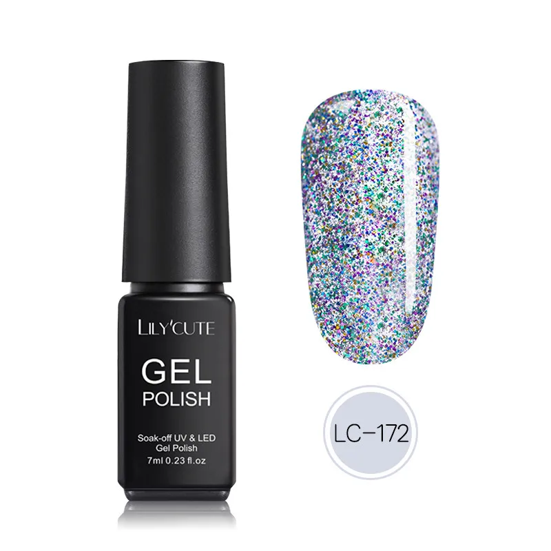 LC-172 LILYCUTE 7 мл Блестящий Гель-лак для ногтей блестки гель для ногтей Серебряный Красный Розовый Золотой Блестящий цветной впитывающий гель лак для ногтей - Цвет: LC-172