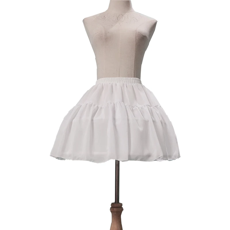 White princess style slim tulle Lolita short petticoat 2 circle chiffon pettiskirt smooth soft wedding costume accessories skirt