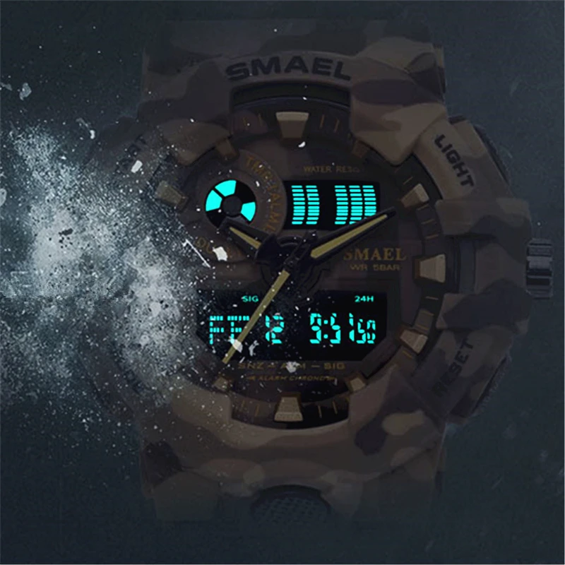 SMAEL Fashion Camouflage Military Digital Quartz Watch Men Top Brand Waterproof Shock Outdoor Sports Watches Relogio Masculino | Наручные