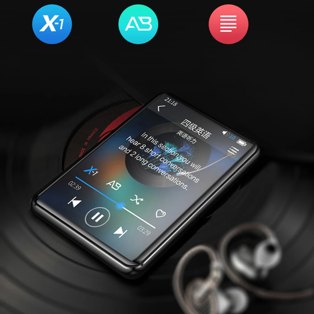 MP4 плеер Bluetooth 4,2 с 2,5 дюймовым сенсорным экраном 16 ГБ с динамиком поддерживает FM, воспроизведение видео, расширяемая sd-карта до 128G