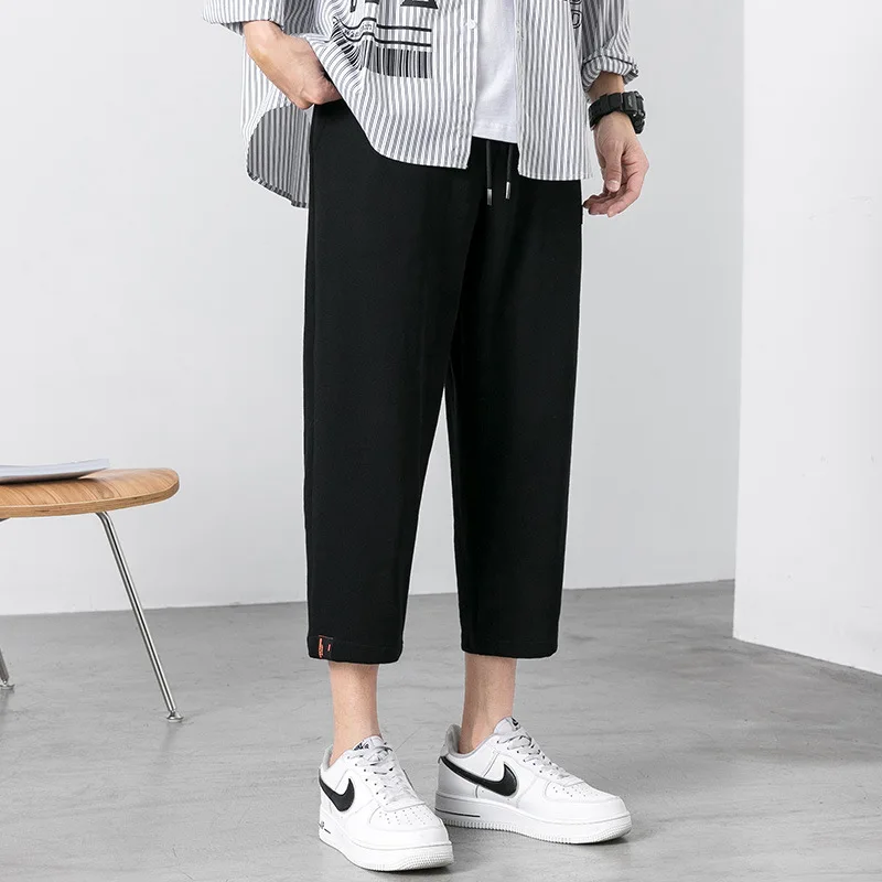 

Men's Capris 2021 new summer thin straight loose casual Capris trend knitted Capris