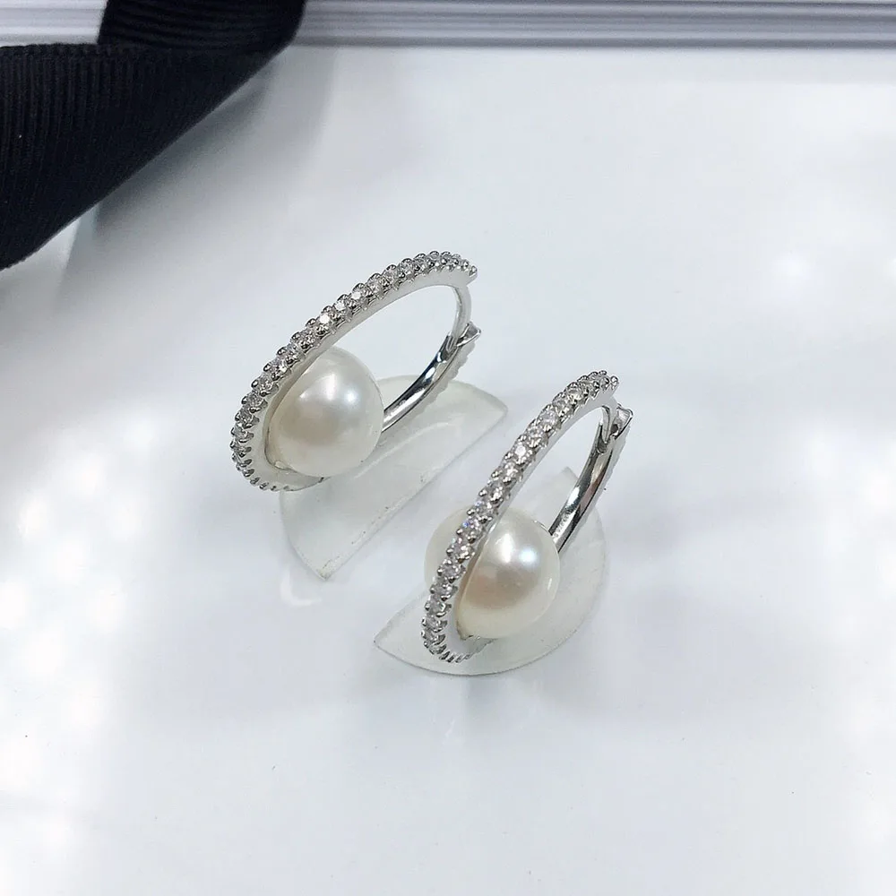 Женские серьги-кольца из серебра 925 пробы с фианитом | Украшения и аксессуары