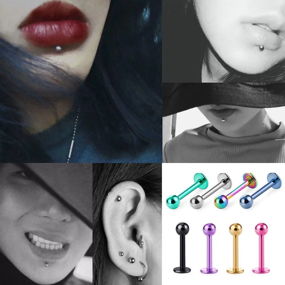 Кольцо-гвоздик для пирсинга губ из нержавеющей стали 16 г 8 шт./лот | Украшения и