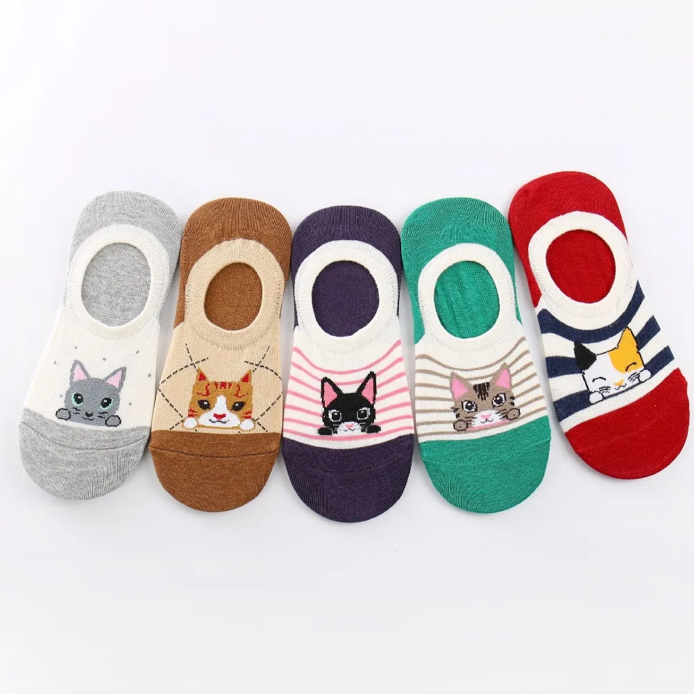 Модные Повседневные Короткие хлопковые носки с закрытым носком Милые Удобные