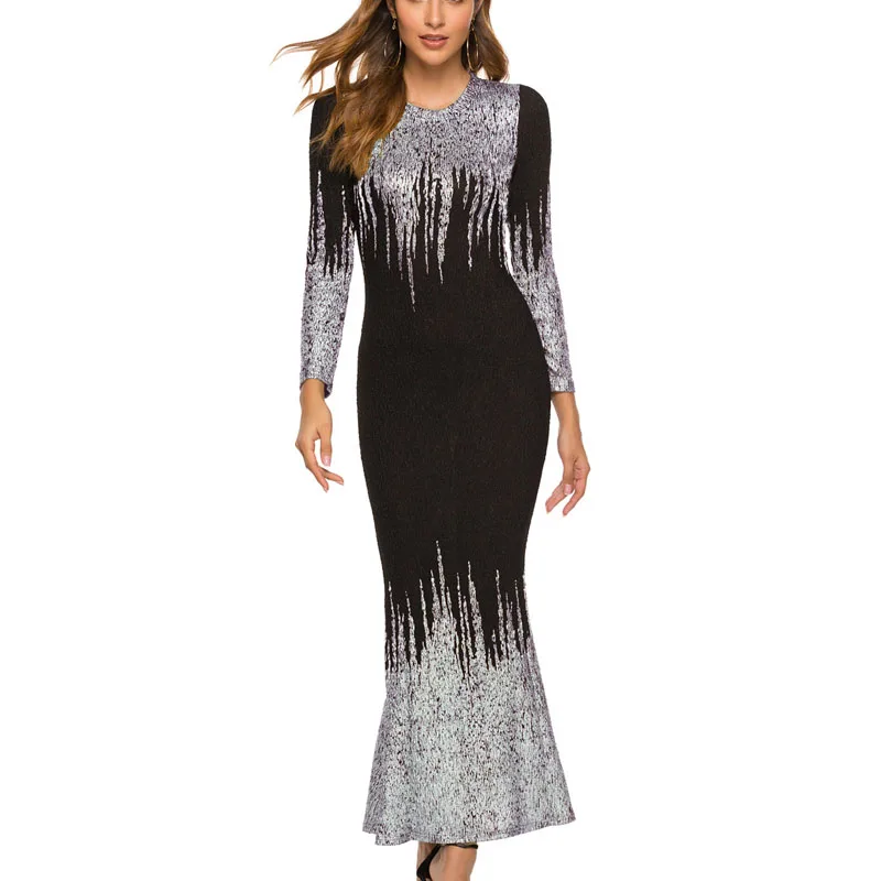 Uumaysari boutique Новое Женское модное платье с принтом рыбий хвост элегантное вечернее