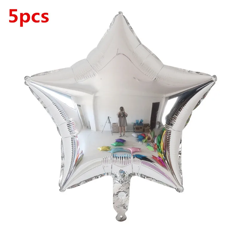 18inch silver star 12 дюймов металлические хромированные латексные шары корона с надписью «Happy Birthday», воздушные шары со звездами на свадьбу, день рождения, Детские вечерние украшения - Цвет: 18inch silver star