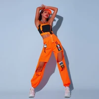 orange cheerleader costume for adult k pop outfits e girls clothes sexy dj ds clothing hip hop dance wear stage costume dl7062