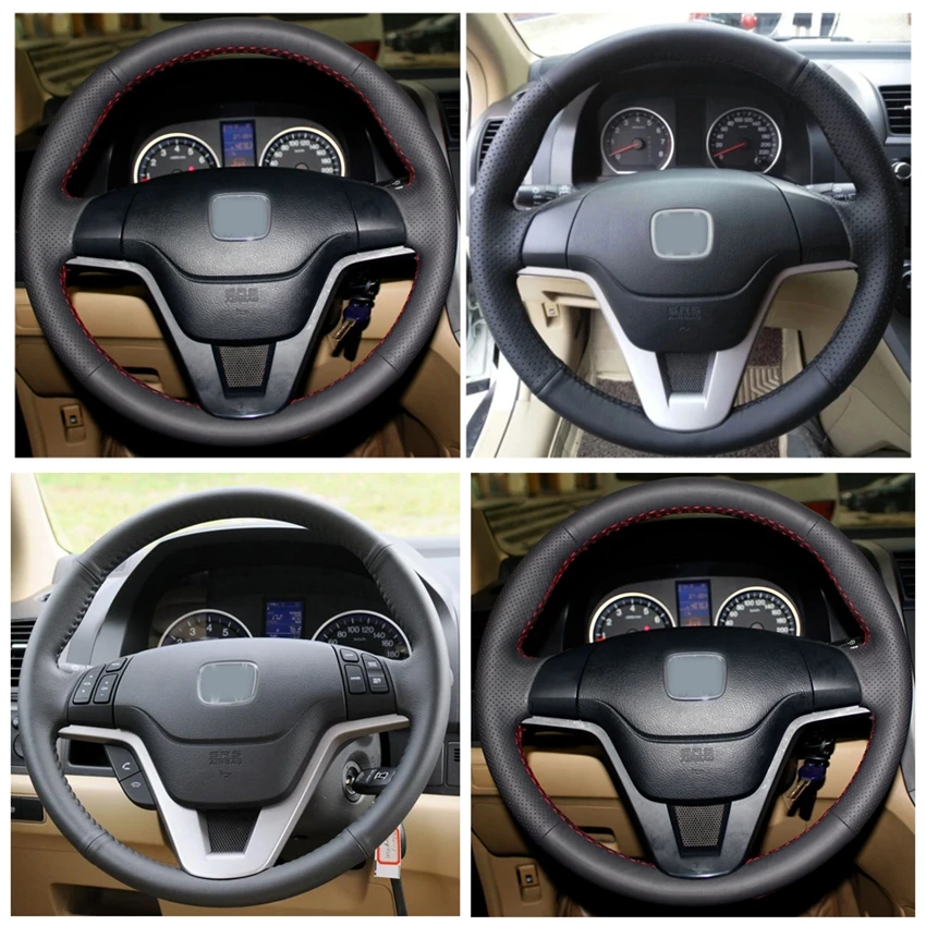 Черный чехол GNUPME из искусственной кожи ручной работы на рулевое колесо для Honda CRV CR-V 2007 2008 2009 2010 2011