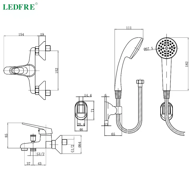 Смеситель LEDFRE LF56C120 с одной ручкой для ванной комнаты горячей и холодной
