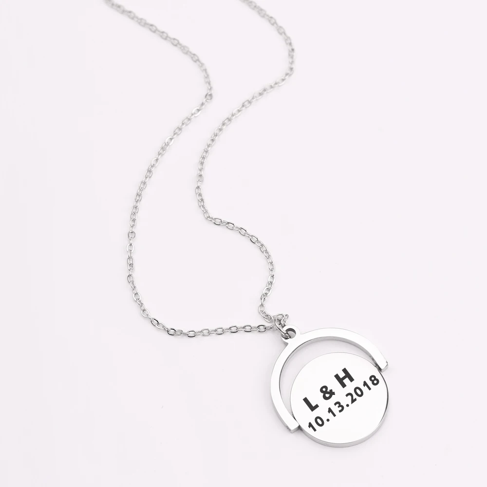 Customized stainless steel key chain personalized custom name photo heart-shaped necklace small jewelry round pendant | Украшения и